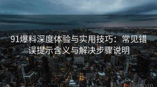 91爆料深度体验与实用技巧：常见错误提示含义与解决步骤说明