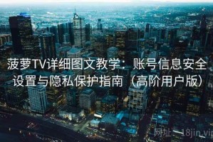 菠萝TV详细图文教学：账号信息安全设置与隐私保护指南（高阶用户版）