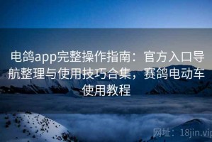 电鸽app完整操作指南：官方入口导航整理与使用技巧合集，赛鸽电动车使用教程